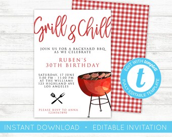 Bbq invitation Etsy photo about Free Printable Bbq Invitations referred to as Bbq invitation Etsy